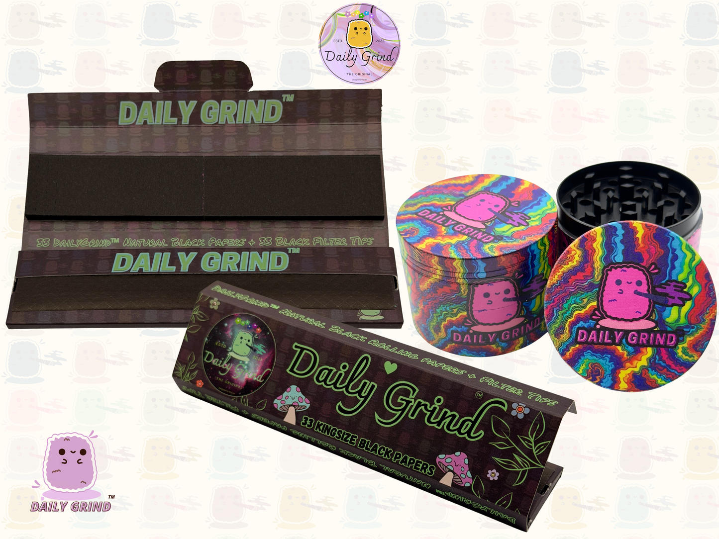 Motif Trippy coloré ondulé liquide Hallucination 50mm 4 pièces haute qualité personnalisé métal herbe broyeur cadeau 
