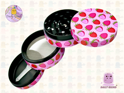50mm Fruits Bonbons Fraise Mignon Coloré Rose Dessin Animé Juteux Fruits Saveur Conception - 4 parties Haute Qualité Métal Herb Grinder Cadeau 