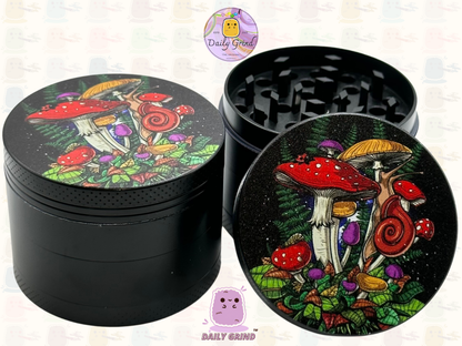 Variétés de champignons et fougères de dessins animés mignons de 50mm, broyeur d'herbes en métal de haute qualité en 4 parties, cadeau