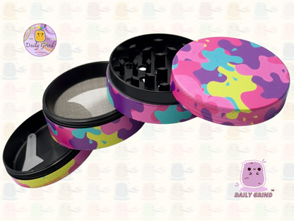 Motif Trippy coloré ondulé liquide Hallucination 50mm 4 pièces haute qualité personnalisé métal herbe broyeur cadeau 