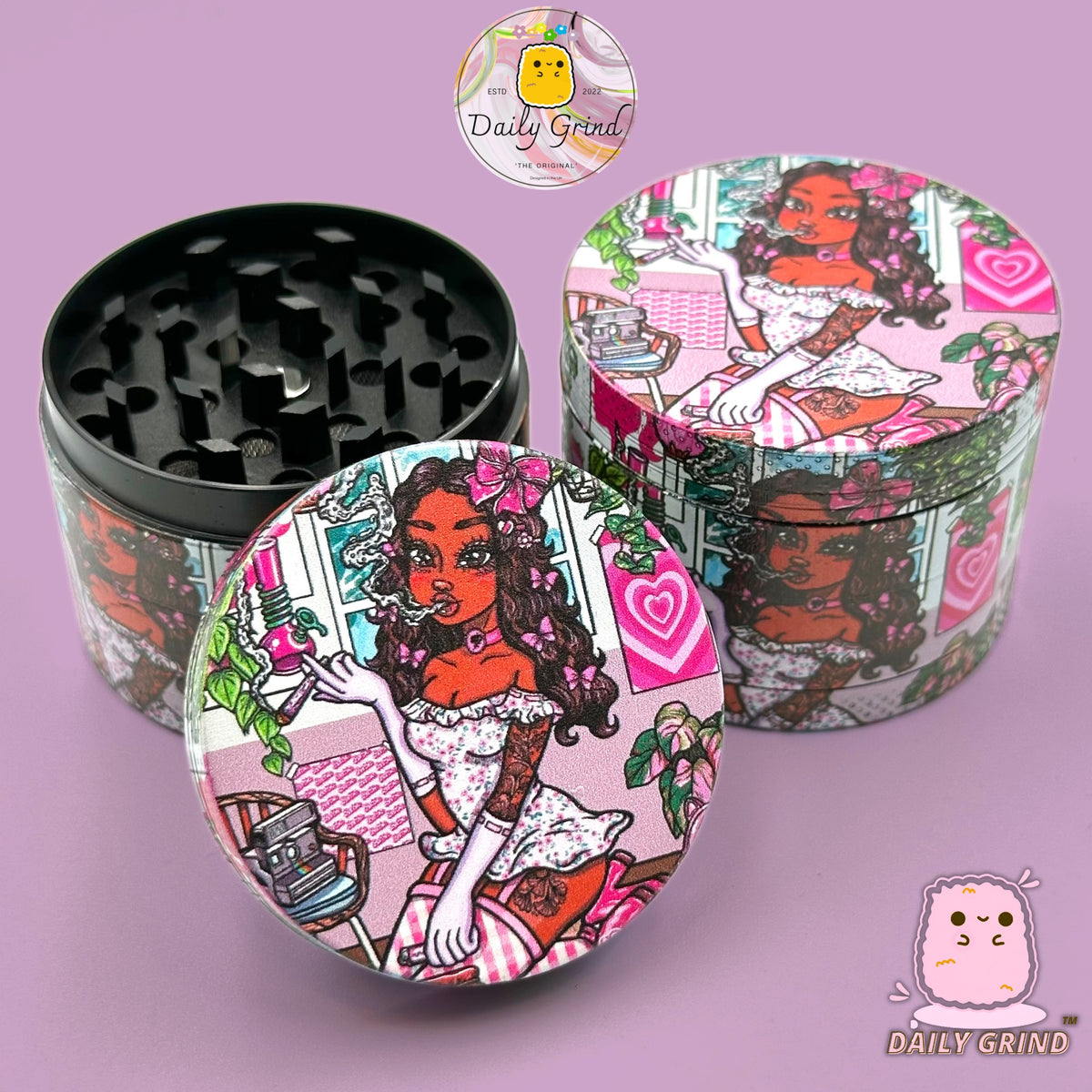 Cute Girl Pink Bedroom - 50mm Custom 4-Piece Metal Tobacco Herb Grinder - Christmas Gift
