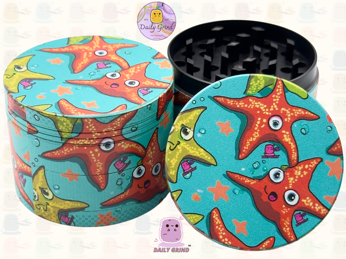 Motif Trippy coloré ondulé liquide Hallucination 50mm 4 pièces haute qualité personnalisé métal herbe broyeur cadeau 