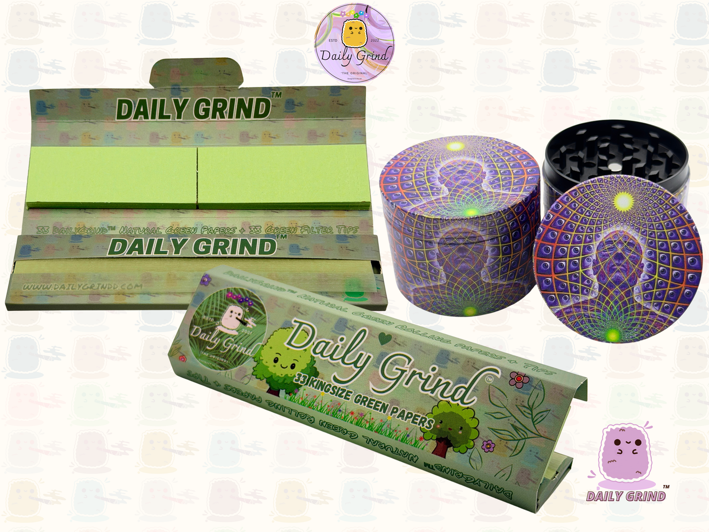 Motif Trippy coloré ondulé liquide Hallucination 50mm 4 pièces haute qualité personnalisé métal herbe broyeur cadeau 