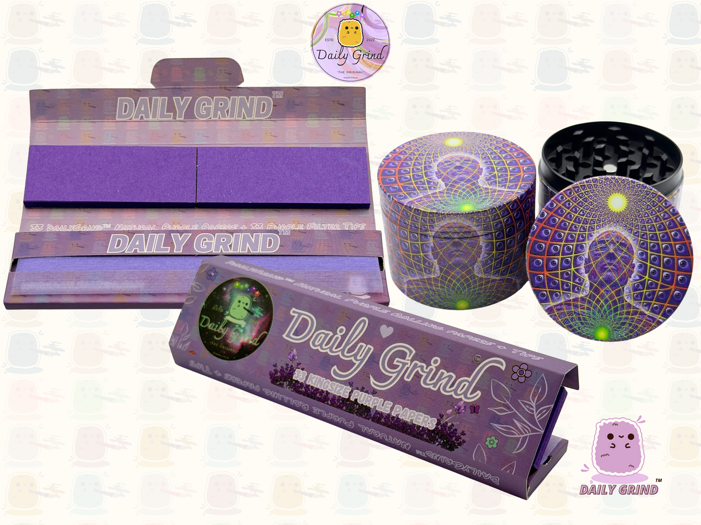 Motif Trippy coloré ondulé liquide Hallucination 50mm 4 pièces haute qualité personnalisé métal herbe broyeur cadeau 