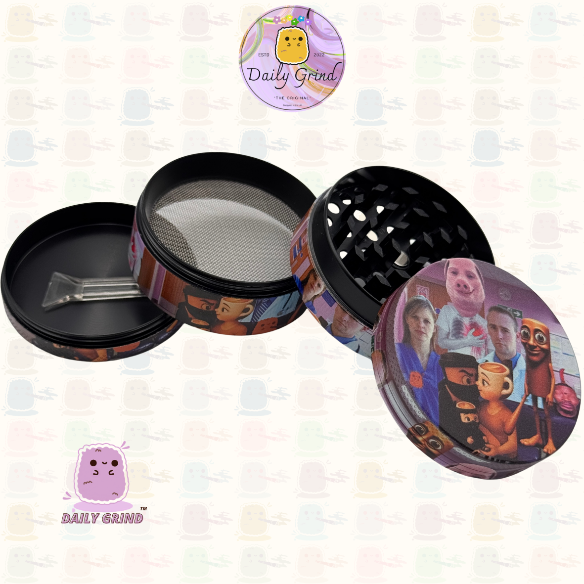 Mignon œil de cristal coloré Trippy 50mm 4 pièces de haute qualité personnalisé broyeur d'herbes en métal cadeau 