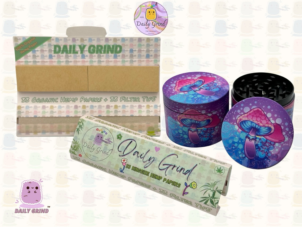 Purple Mushroom Tie Dye - 50mm 4-Piece High Quality Custom Metal Tobacco Herb Grinder Gift Idea