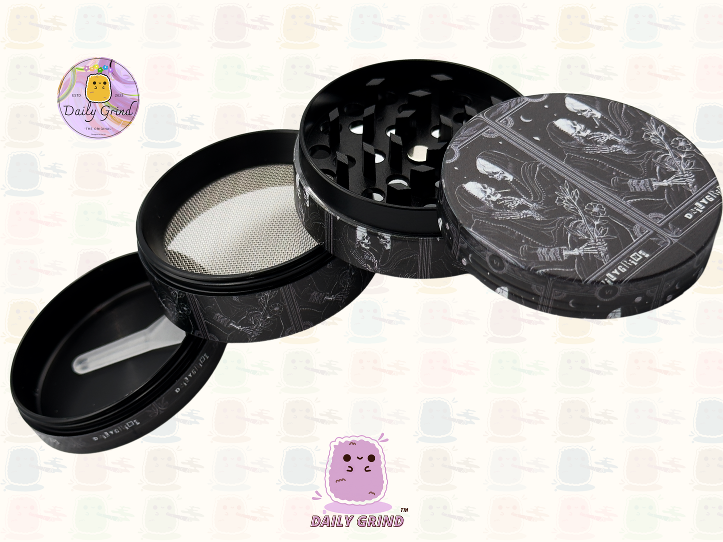 Motif Trippy coloré ondulé liquide Hallucination 50mm 4 pièces haute qualité personnalisé métal herbe broyeur cadeau 