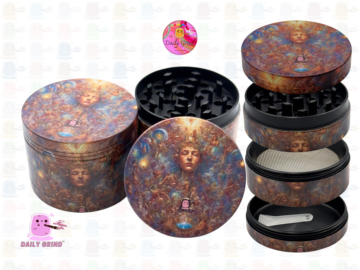 DailyGrind Golden Glory - 50mm Premium 4-Piece Custom Metal Kitchen Herb Grinder Gift Idea