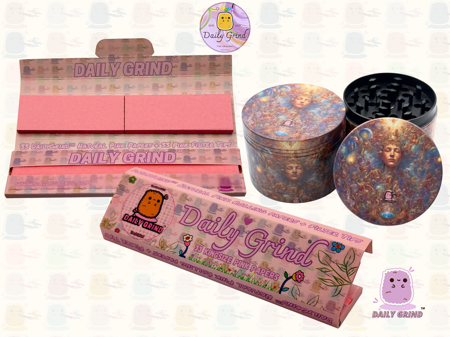 Motif Trippy coloré ondulé liquide Hallucination 50mm 4 pièces haute qualité personnalisé métal herbe broyeur cadeau 