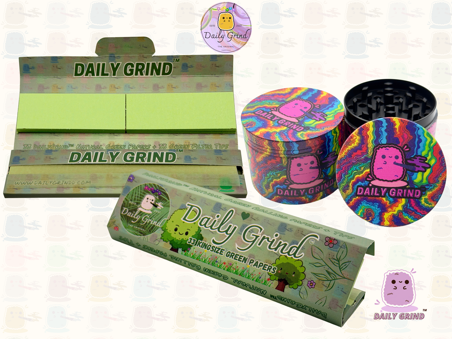 Motif Trippy coloré ondulé liquide Hallucination 50mm 4 pièces haute qualité personnalisé métal herbe broyeur cadeau 