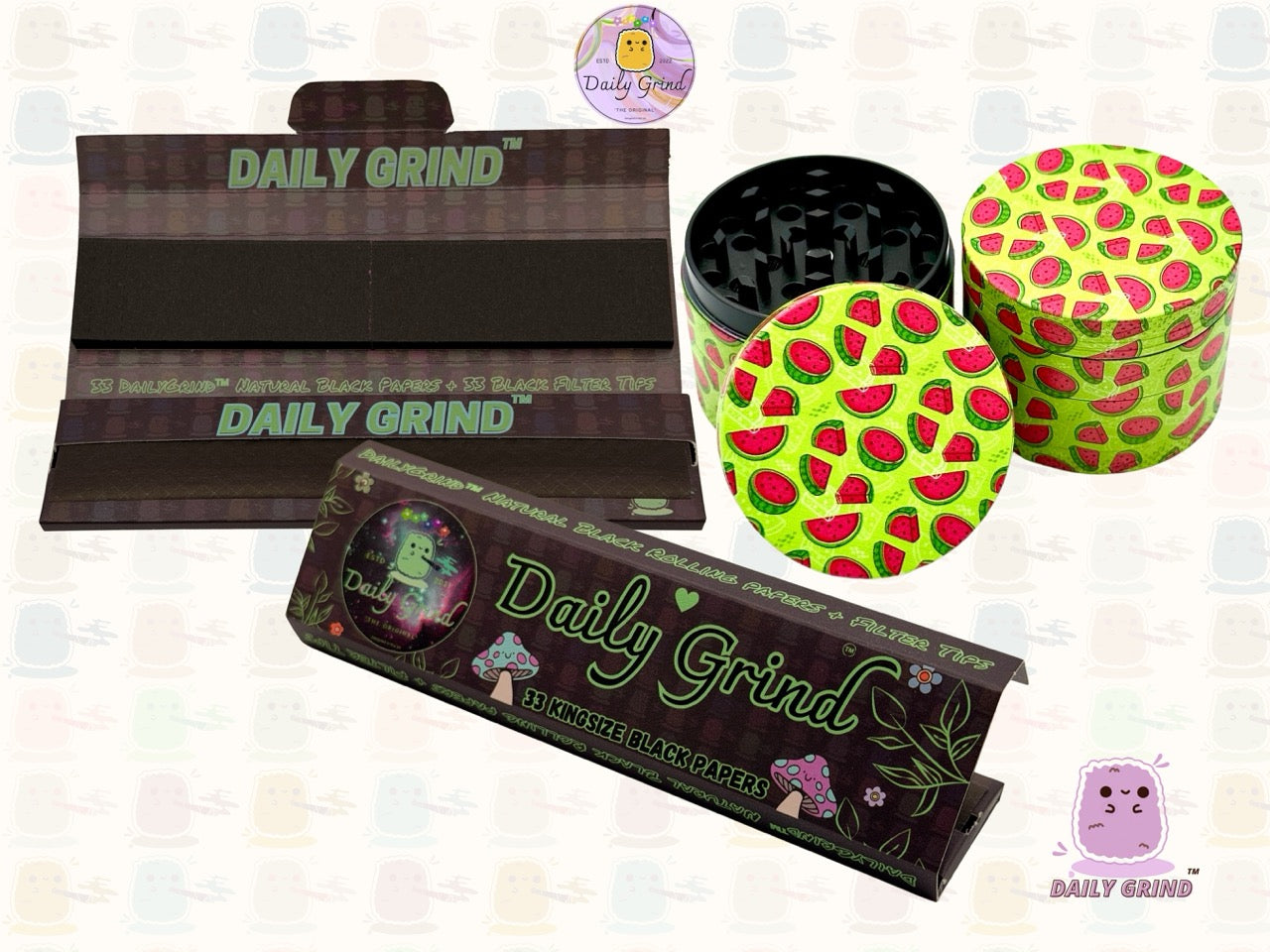 Conception mignonne de dessin animé de pastèque de bonbons de fruits - 50mm 4 pièces cadeau de broyeur d'herbes en métal de haute qualité 