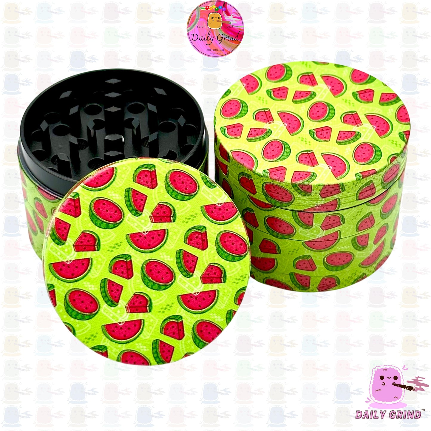 Cute Fruit Candy Watermelon Cartoon Design - 50mm 4-Piece High Quality Metal Kitchen Herb Grinder Gift Idea