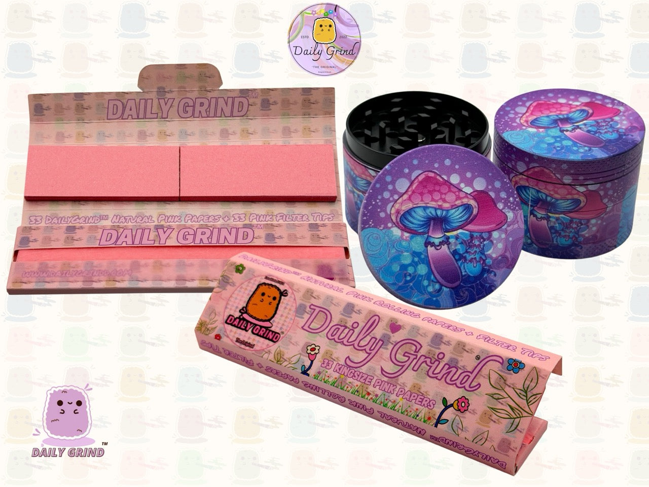 Purple Mushroom Tie Dye - 50mm 4-Piece High Quality Custom Metal Tobacco Herb Grinder Gift Idea