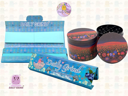 Dark Night with Cute Flowers - 50mm 4-Piece High Quality Custom Girls Metal Tobacco Herb Grinder Gift Idea