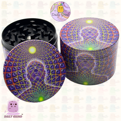 Motif Trippy coloré ondulé liquide Hallucination 50mm 4 pièces haute qualité personnalisé métal herbe broyeur cadeau 
