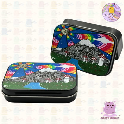 Monte Fuji Anime dibujos animados lindo arte Japón 1oz negro tabaco/píldora/baccy/alijo/monedas/cristales/joyería tapa con bisagra caja de lata regalo