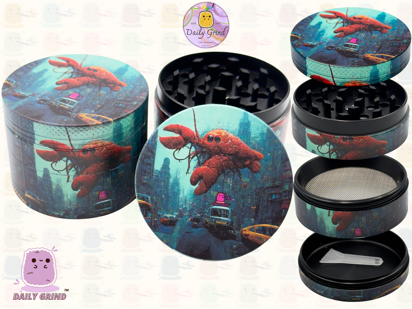 Motif Trippy coloré ondulé liquide Hallucination 50mm 4 pièces haute qualité personnalisé métal herbe broyeur cadeau 