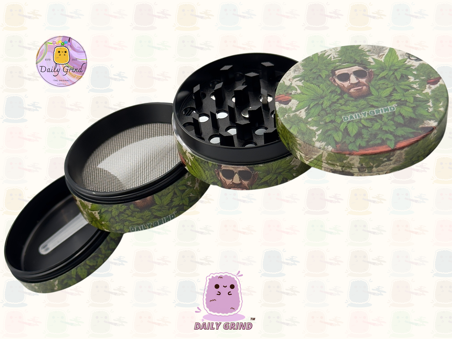 Motif Trippy coloré ondulé liquide Hallucination 50mm 4 pièces haute qualité personnalisé métal herbe broyeur cadeau 