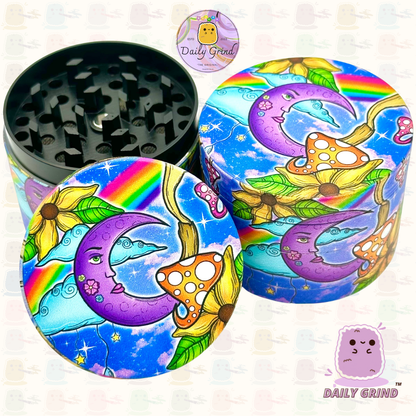 Coloré Trippy Moon Mushroom Rainbow Trippy - 50mm 4 pièces de haute qualité personnalisé en métal broyeur d'herbes cadeau 