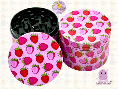 50mm Fruits Bonbons Fraise Mignon Coloré Rose Dessin Animé Juteux Fruits Saveur Conception - 4 parties Haute Qualité Métal Herb Grinder Cadeau 