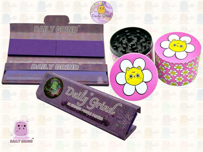 Chat mignon dans une fleur Kawaii Pink Daisy Design - 50mm 4 pièces de haute qualité personnalisé en métal broyeur d'herbes cadeau 