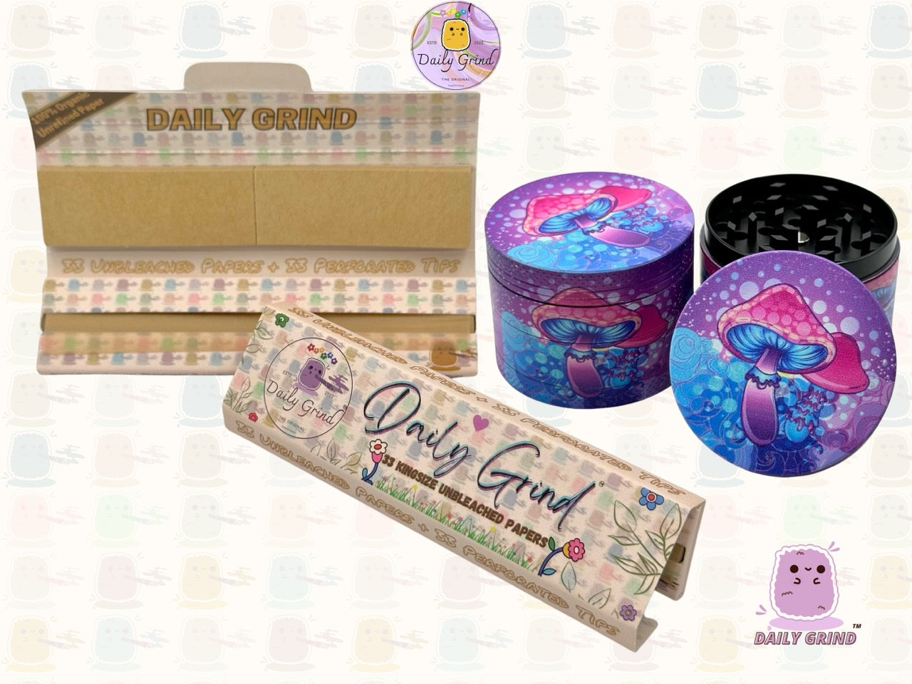 Purple Mushroom Tie Dye - 50mm 4-Piece High Quality Custom Metal Tobacco Herb Grinder Gift Idea