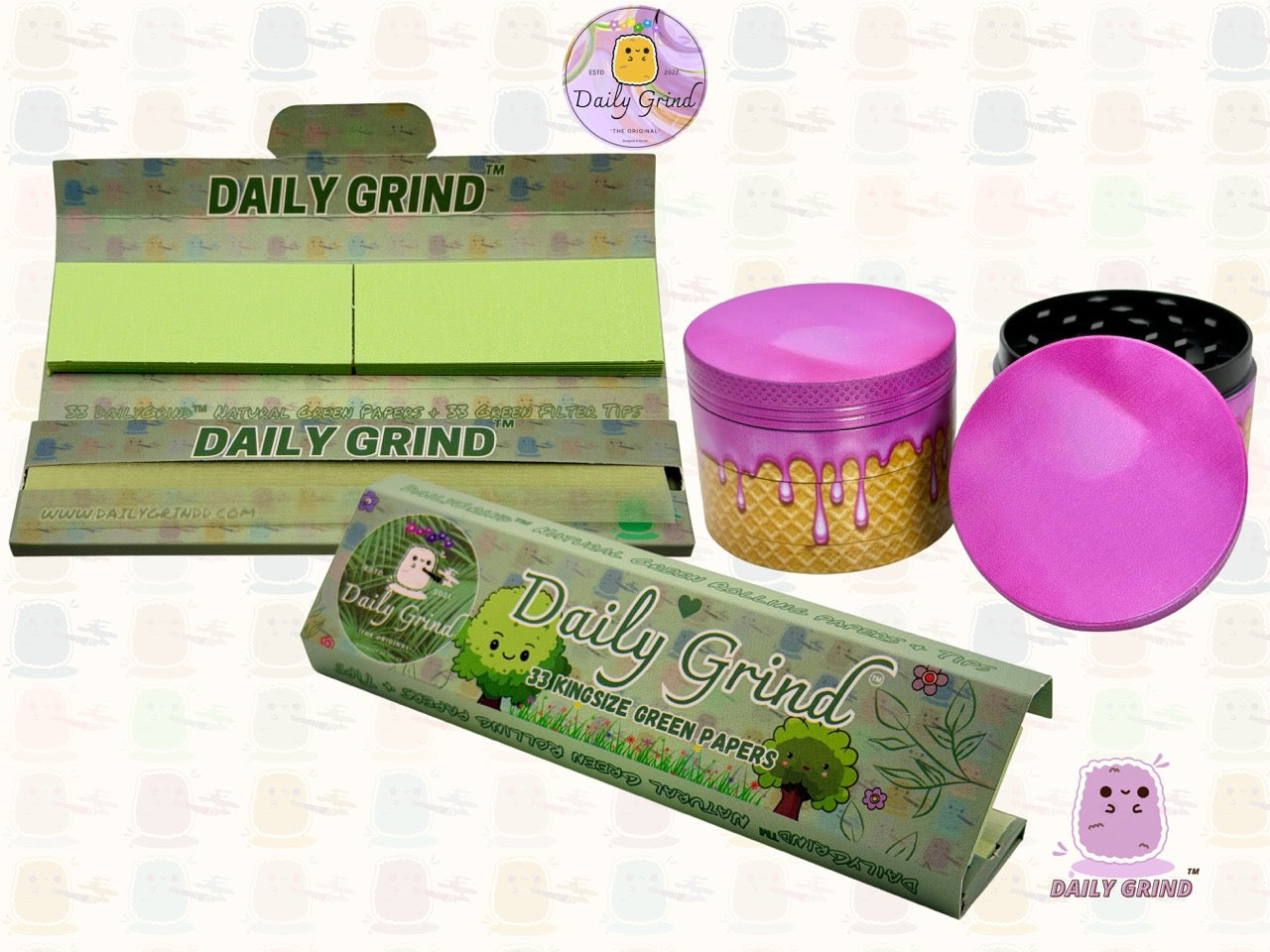 Cornet de crème glacée Cherry Bubblegum, Design rose mignon, 50mm, 4 pièces, broyeur d'herbes en métal personnalisé de haute qualité, cadeau 