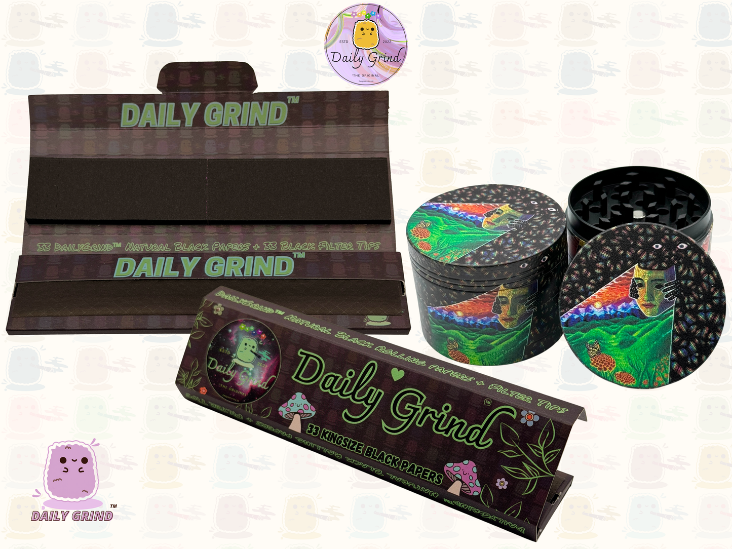 Motif Trippy coloré ondulé liquide Hallucination 50mm 4 pièces haute qualité personnalisé métal herbe broyeur cadeau 