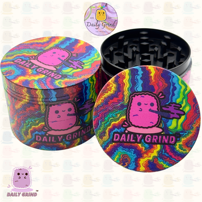 Motif Trippy coloré ondulé liquide Hallucination 50mm 4 pièces haute qualité personnalisé métal herbe broyeur cadeau 
