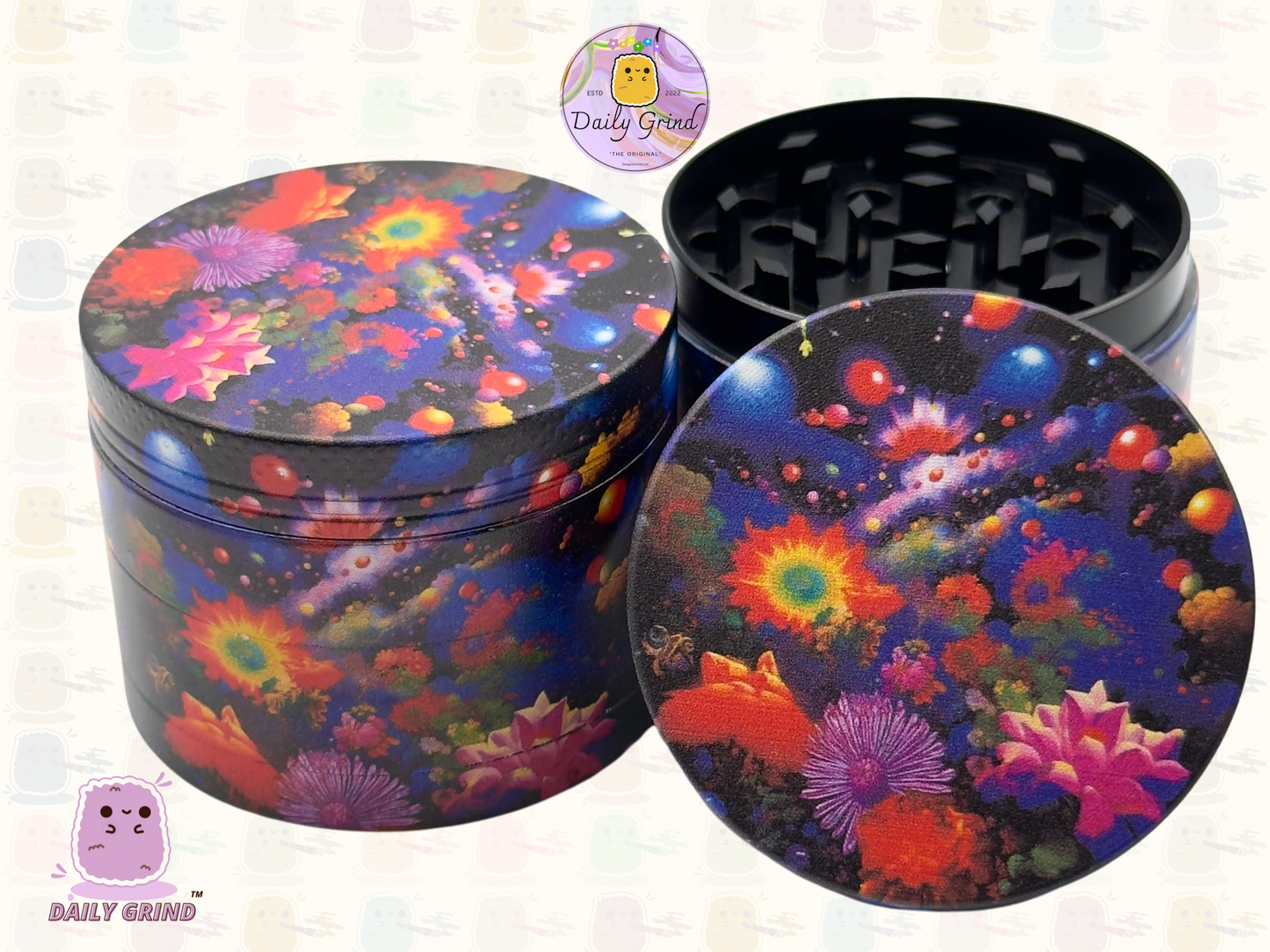 Fantasy Night Garden Flower Dream - 50mm 4-Piece High Quality Custom Metal Tobacco Herb Grinder Gift Idea