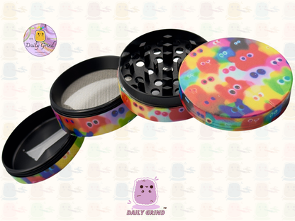 Motif Trippy coloré ondulé liquide Hallucination 50mm 4 pièces haute qualité personnalisé métal herbe broyeur cadeau 