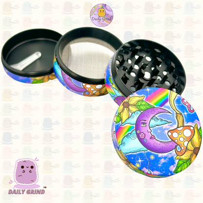 Coloré Trippy Moon Mushroom Rainbow Trippy - 50mm 4 pièces de haute qualité personnalisé en métal broyeur d'herbes cadeau 