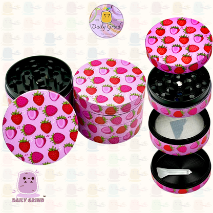 50mm Fruits Bonbons Fraise Mignon Coloré Rose Dessin Animé Juteux Fruits Saveur Conception - 4 parties Haute Qualité Métal Herb Grinder Cadeau 