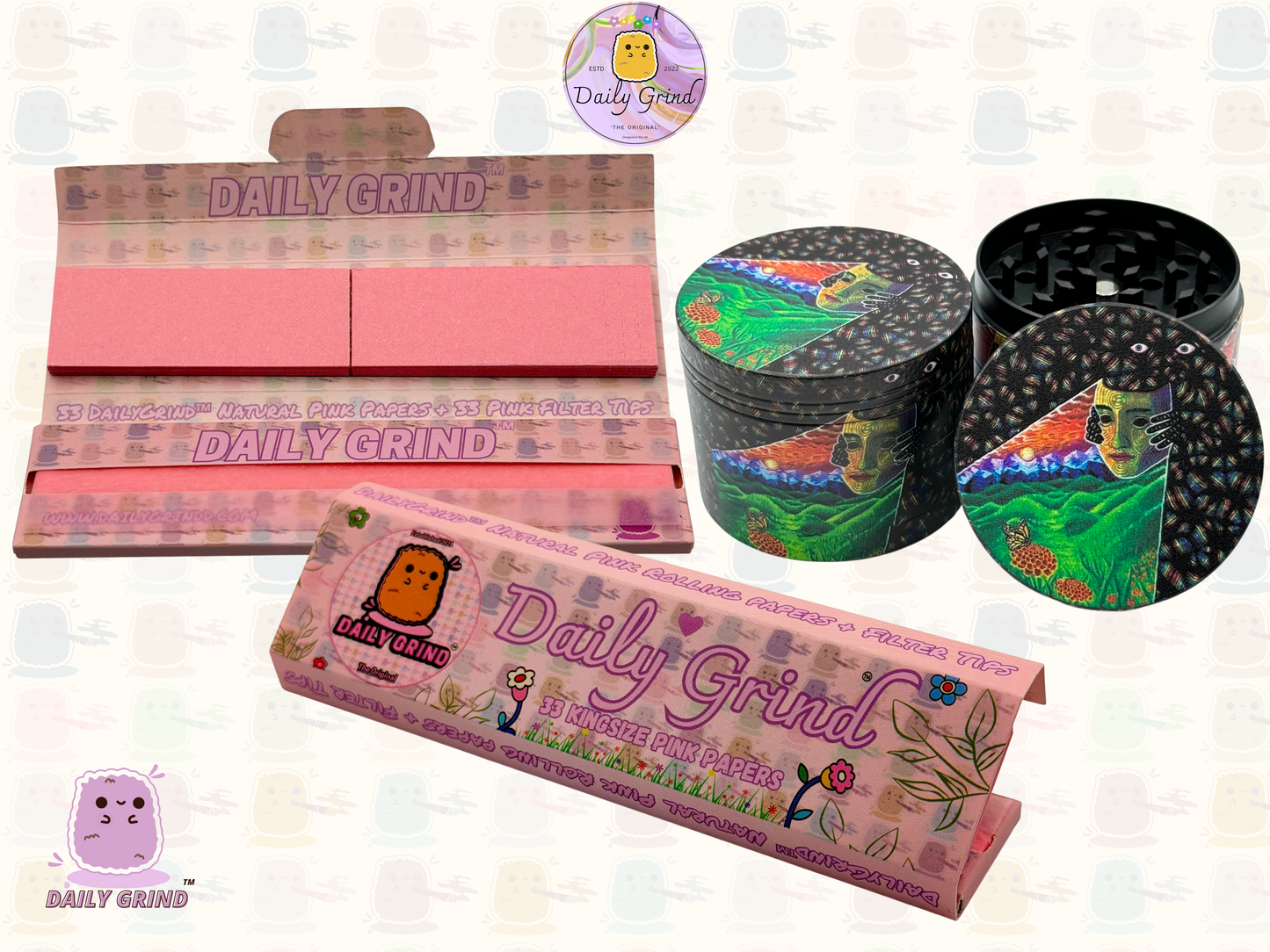 Motif Trippy coloré ondulé liquide Hallucination 50mm 4 pièces haute qualité personnalisé métal herbe broyeur cadeau 