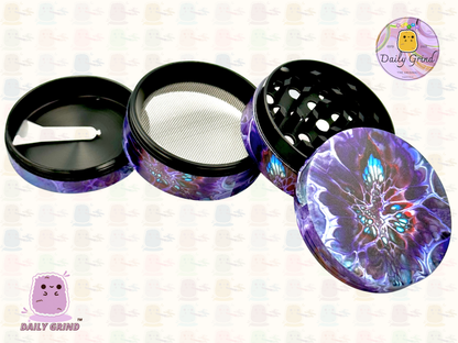 Oil Spill Web Slime Grunge - 50mm 4-Piece High Quality Metal Tobacco Herb Grinder Gift Idea