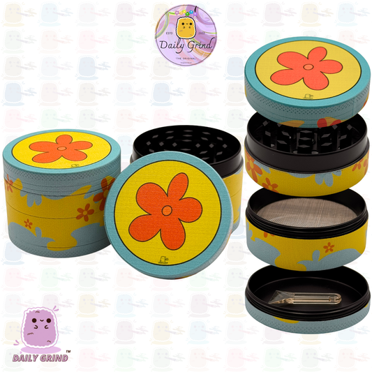 70’s Flower Power 60's Cute Peace Nostalgia - 50mm 4-Piece High Quality Custom Metal Tobacco Herb Grinder Gift Idea