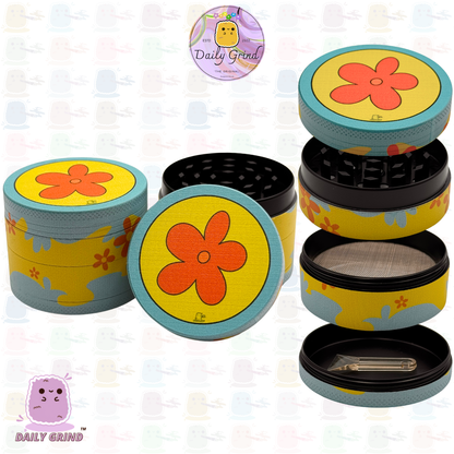 70’s Flower Power 60's Cute Peace Nostalgia - 50mm 4-Piece High Quality Custom Metal Tobacco Herb Grinder Gift Idea
