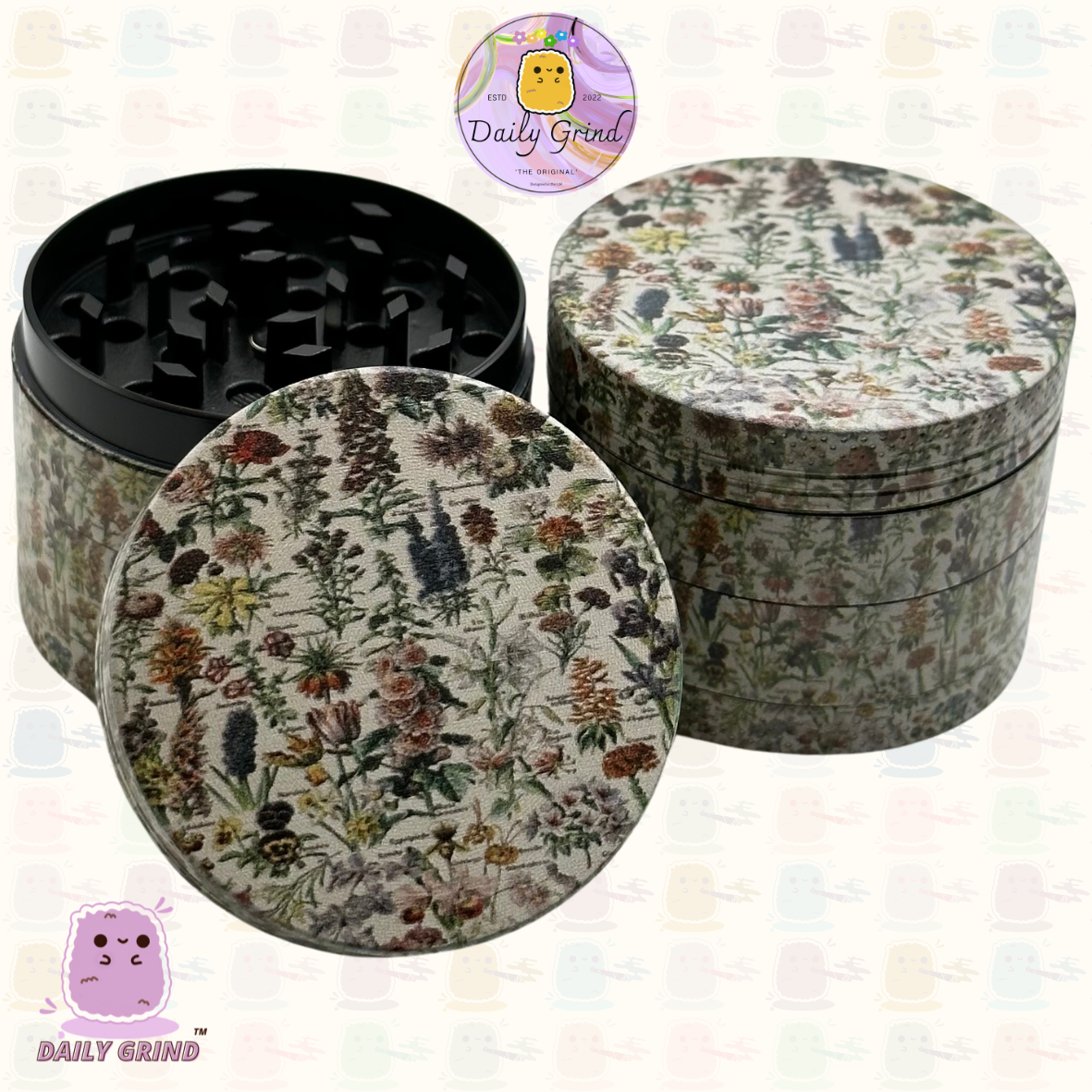 Vintage Flowers & Fauna Botanical Vintage Chart - 50mm 4-Piece High Quality Custom Metal Tobacco Herb Grinder Gift