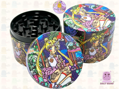 Cute Anime Baddie Parody - 50mm 4-Piece Premium Custom Metal Tobacco Herb Grinder Cute Gift Idea