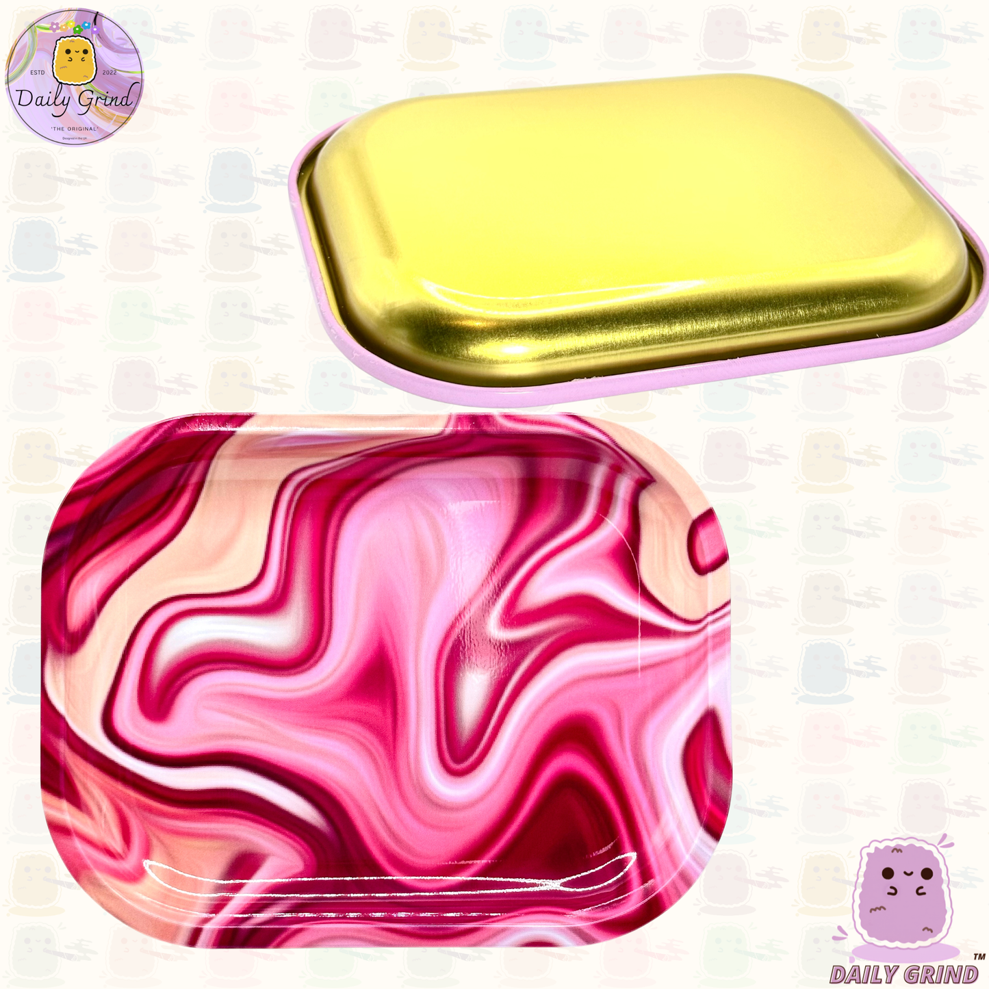 Lindo Metal Líquido Tie Dye Rosa Hermoso - Superficie de Bandeja de Metal de 14x18cm para Regalo de Baratijas de Piezas y Piezas
