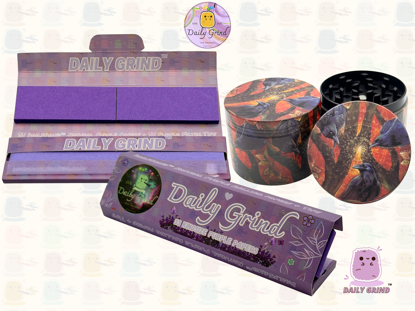 Crow Corvid Raven - 50mm Premium 4-Piece Custom Metal Tobacco Herb Grinder Gift Idea