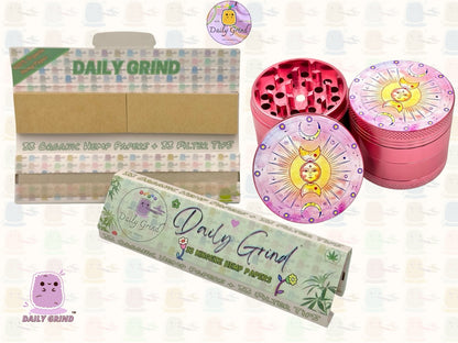Sun & Moon Pink Aluminium Astrology - 50mm 4-Piece High Quality Custom Tobacco Herb Grinder Gift Idea