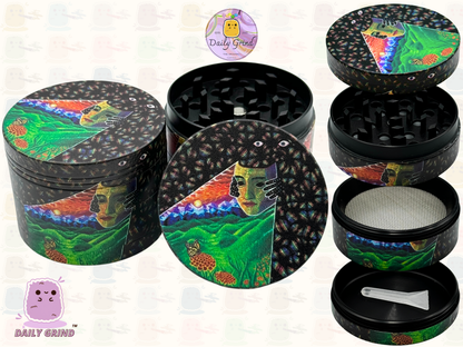 Motif Trippy coloré ondulé liquide Hallucination 50mm 4 pièces haute qualité personnalisé métal herbe broyeur cadeau 