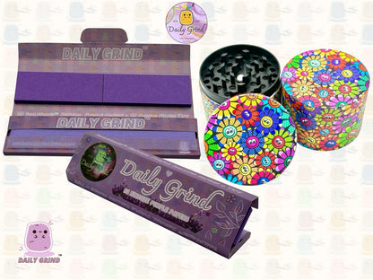 Cute Colourful Flower Faces 60's Retro Vintage - 50mm 4-Piece High Quality Custom Metal Tobacco Herb Grinder Gift Idea