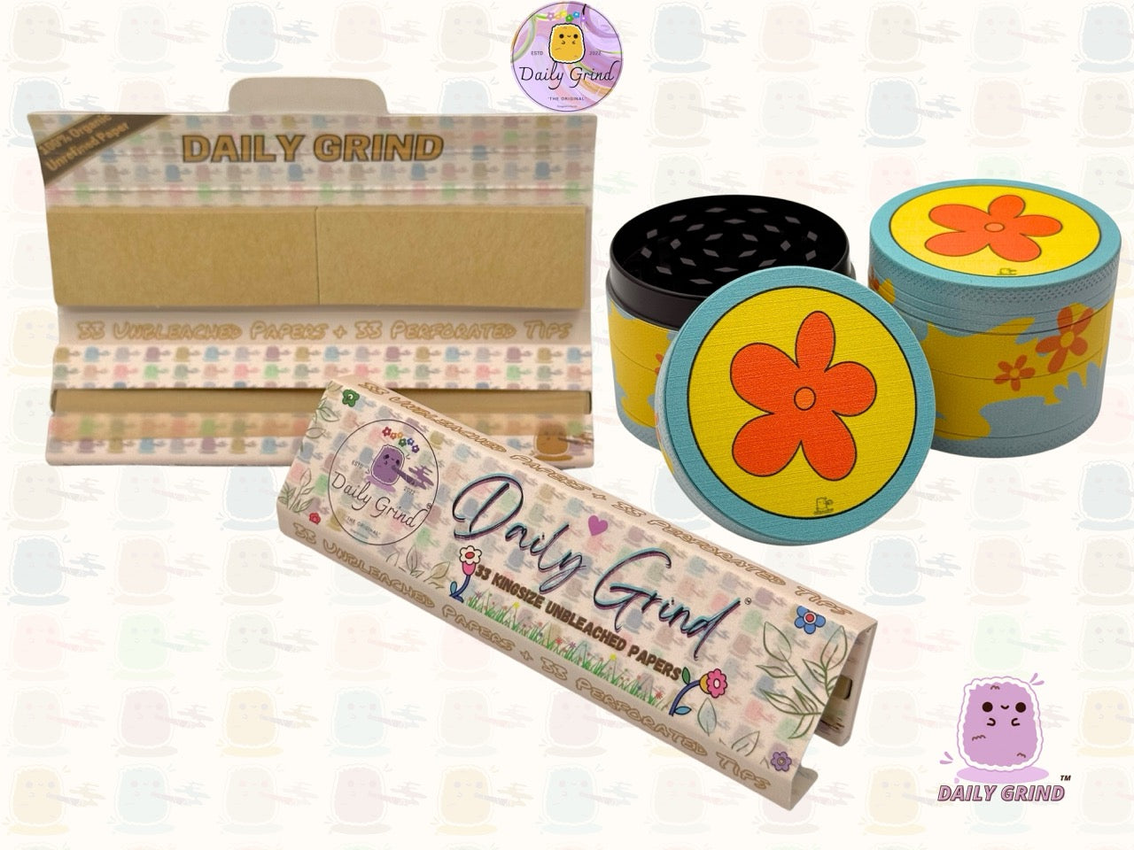 70’s Flower Power 60's Cute Peace Nostalgia - 50mm 4-Piece High Quality Custom Metal Tobacco Herb Grinder Gift Idea