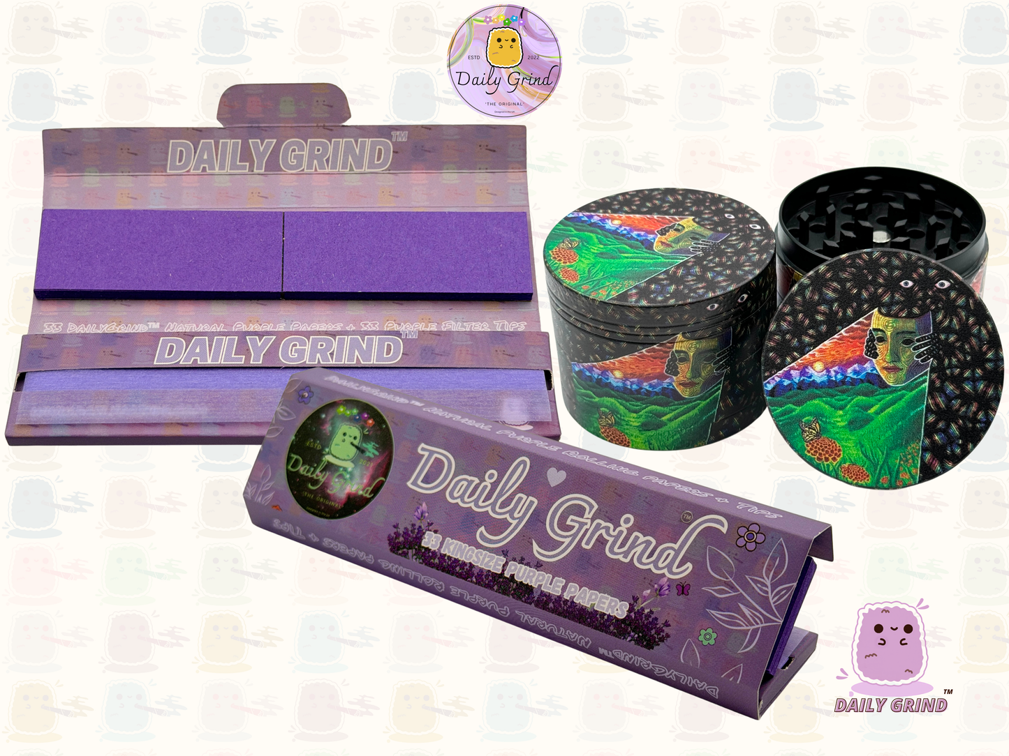 Motif Trippy coloré ondulé liquide Hallucination 50mm 4 pièces haute qualité personnalisé métal herbe broyeur cadeau 