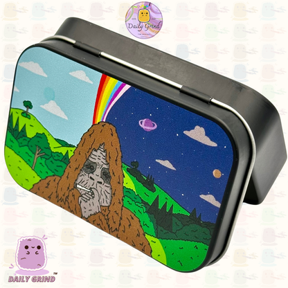 Années 90 Galaxie Planètes colorées Design de l'espace extra-atmosphérique 2oz Pilule de tabac noir Baccy Cachette Pièces Cristaux Bijoux Charnière Couvercle Étain Cadeau