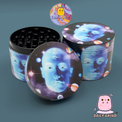 Blue Face In Space Esoteric - 50mm 4-Piece High Quality Custom Metal Tobacco Herb Grinder Gift Idea