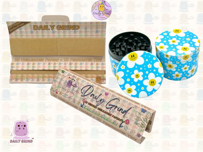 Cute Daisy Flowers Happy Design - 50mm 4-Piece High Quality Custom Metal Tobacco Herb Grinder Gift Idea