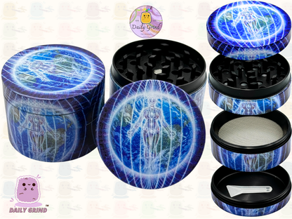 Motif Trippy coloré ondulé liquide Hallucination 50mm 4 pièces haute qualité personnalisé métal herbe broyeur cadeau 
